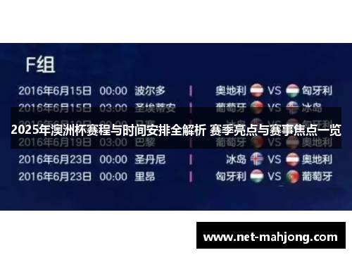 2025年澳洲杯赛程与时间安排全解析 赛季亮点与赛事焦点一览 2025年澳洲杯赛程与时间安排全解析 赛季亮点与赛事焦点一览