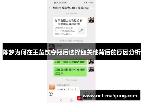 陈梦为何在王楚钦夺冠后选择取关他背后的原因分析